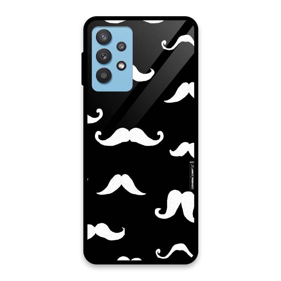 Moustache Pattern (White) Glass Back Case for Galaxy M32 5G