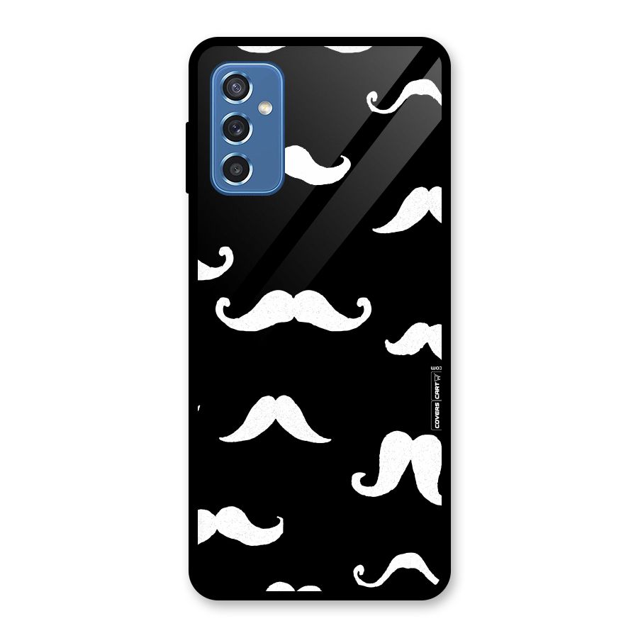 Moustache Pattern (White) Glass Back Case for Galaxy M52 5G