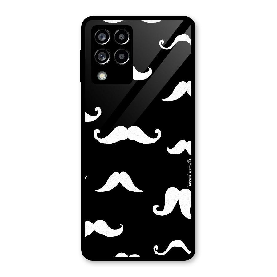 Moustache Pattern (White) Glass Back Case for Galaxy M53 5G