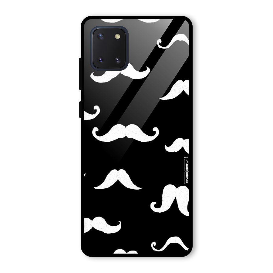 Moustache Pattern (White) Glass Back Case for Galaxy Note 10 Lite