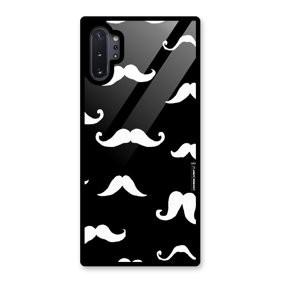 Moustache Pattern (White) Glass Back Case for Galaxy Note 10 Plus