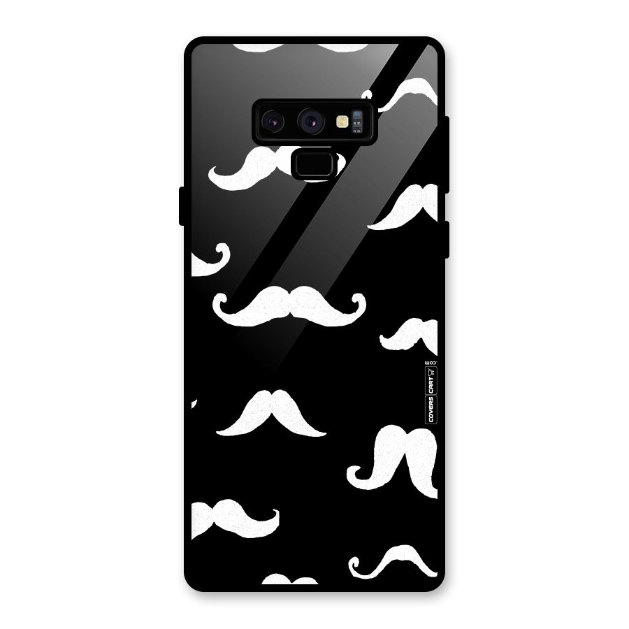 Moustache Pattern (White) Glass Back Case for Galaxy Note 9
