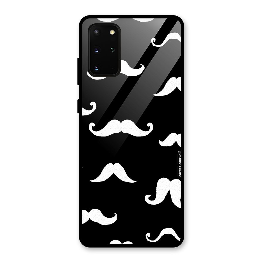 Moustache Pattern (White) Glass Back Case for Galaxy S20 Plus