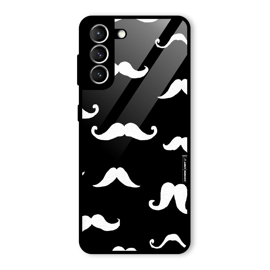 Moustache Pattern (White) Glass Back Case for Galaxy S21 5G