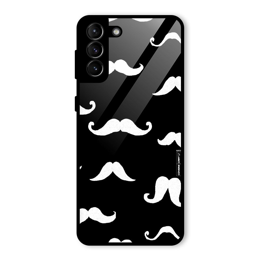 Moustache Pattern (White) Glass Back Case for Galaxy S21 Plus
