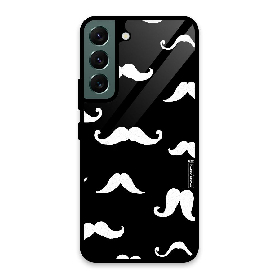 Moustache Pattern (White) Glass Back Case for Galaxy S22 5G