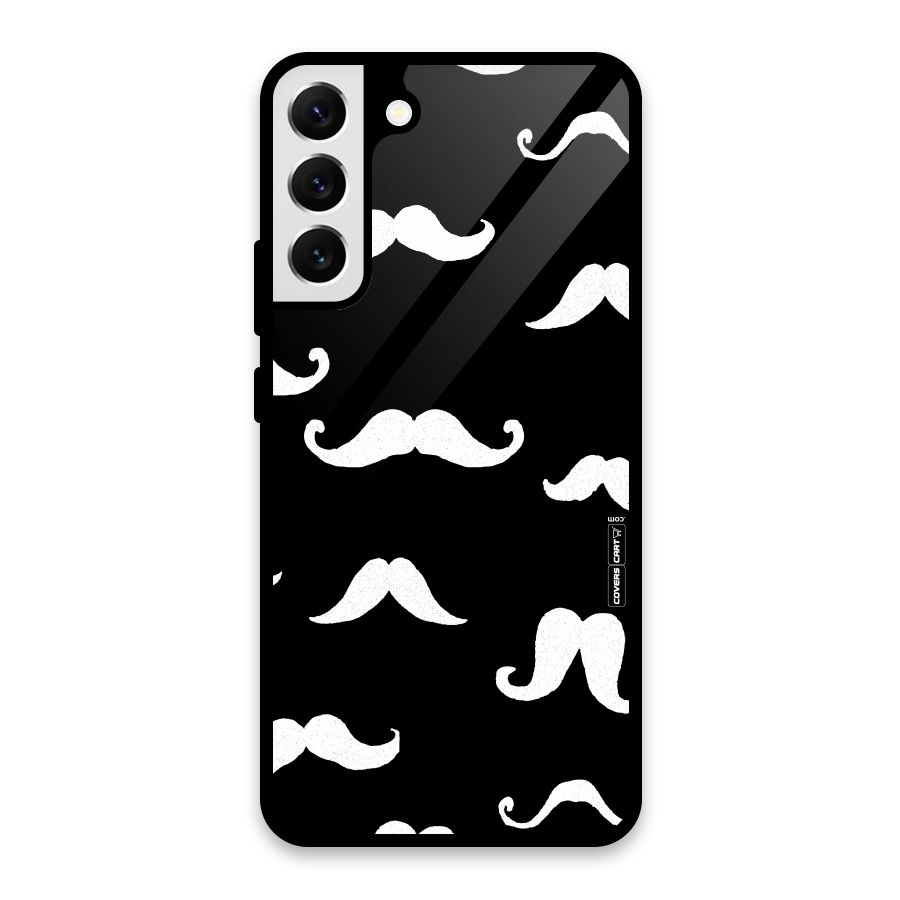 Moustache Pattern (White) Glass Back Case for Galaxy S22 Plus 5G