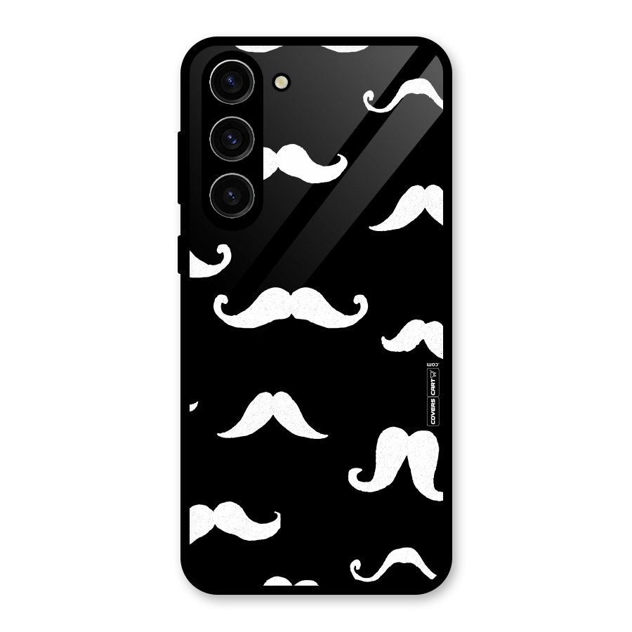 Moustache Pattern (White) Glass Back Case for Galaxy S23 Plus