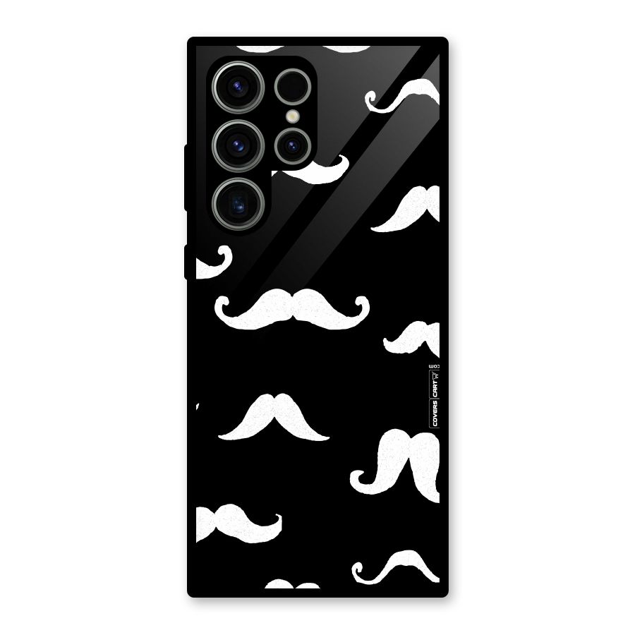Moustache Pattern (White) Glass Back Case for Galaxy S23 Ultra
