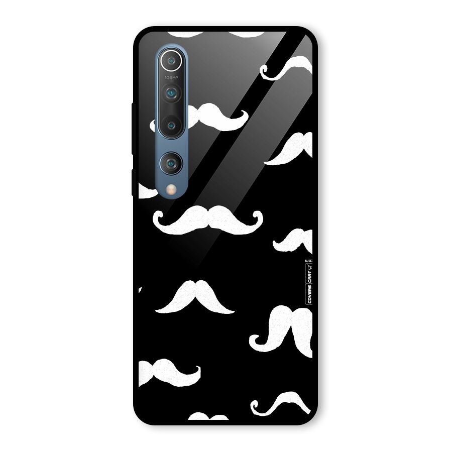 Moustache Pattern (White) Glass Back Case for Mi 10