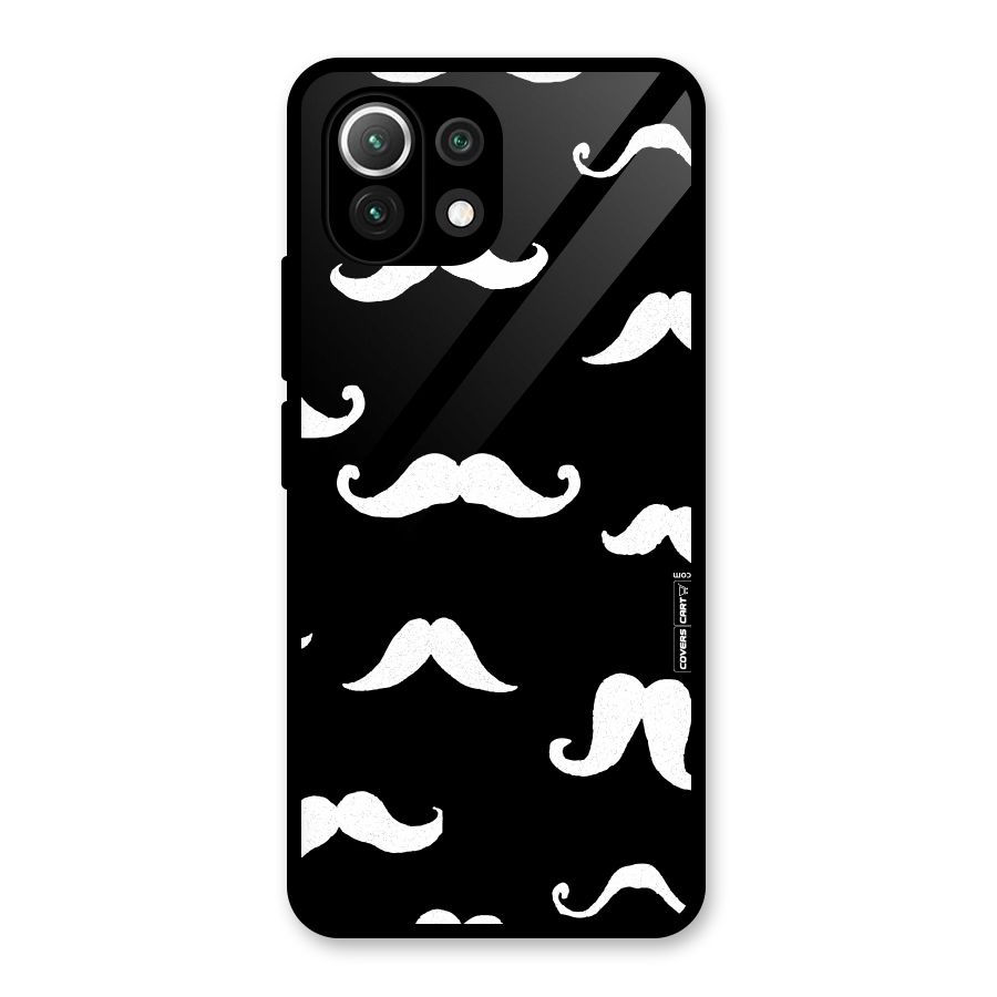 Moustache Pattern (White) Glass Back Case for Mi 11 Lite