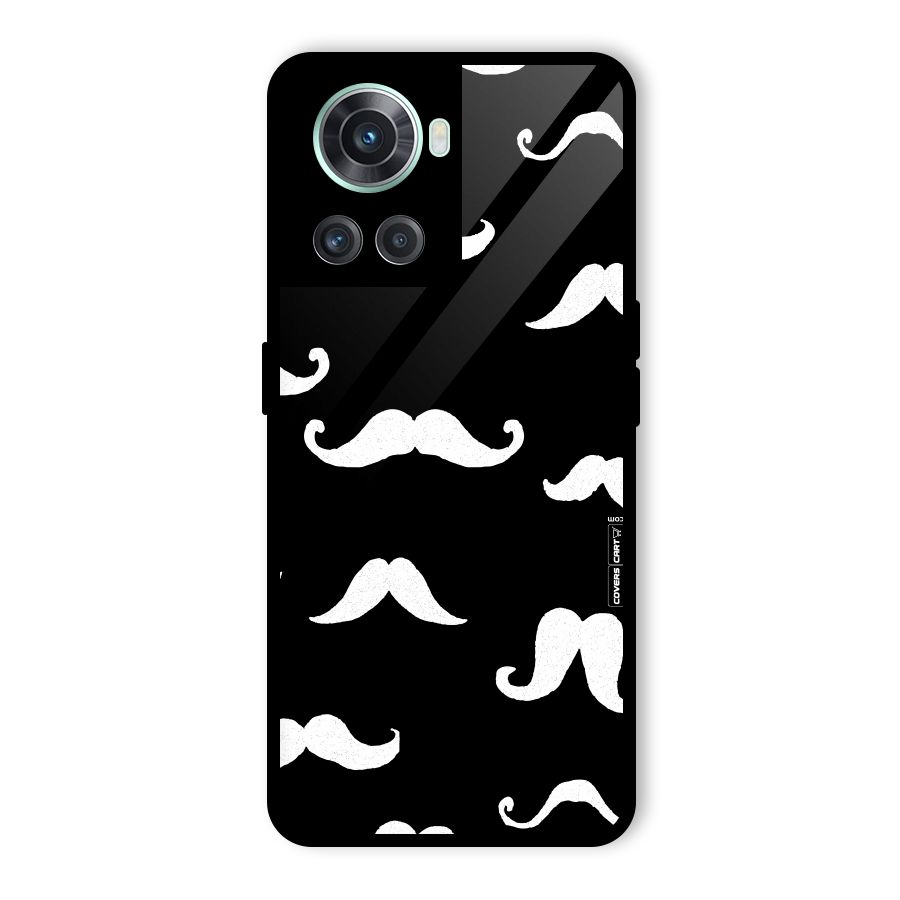 Moustache Pattern (White) Glass Back Case for OnePlus 10R