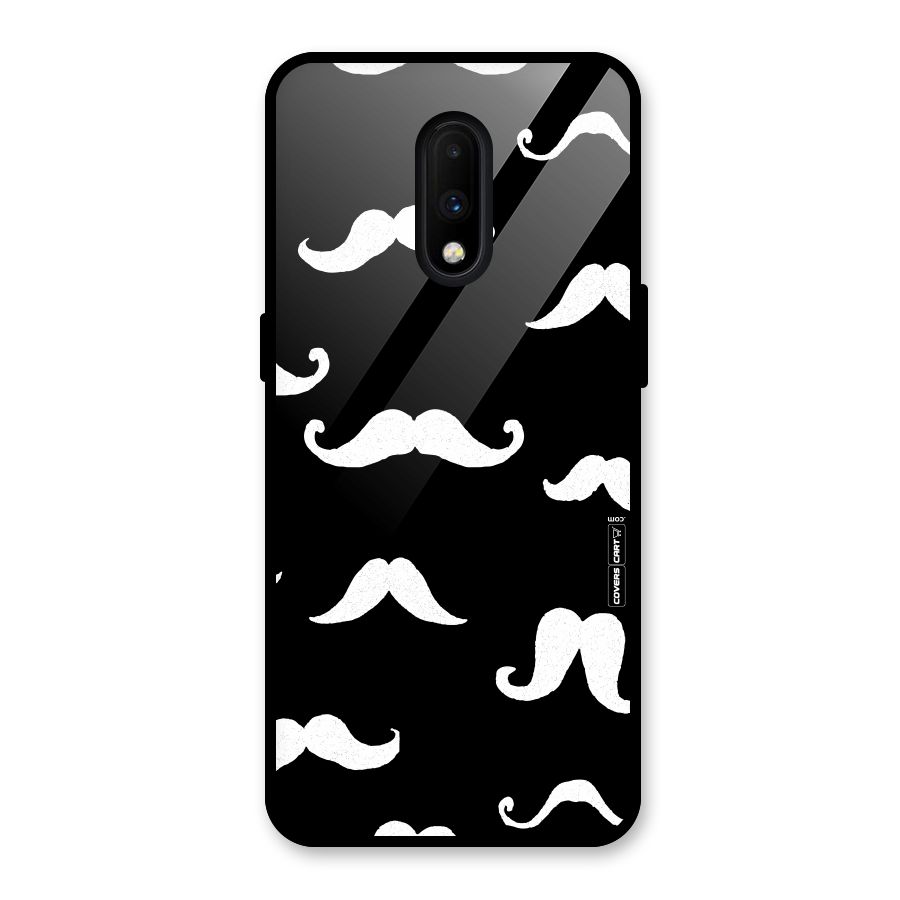 Moustache Pattern (White) Glass Back Case for OnePlus 7