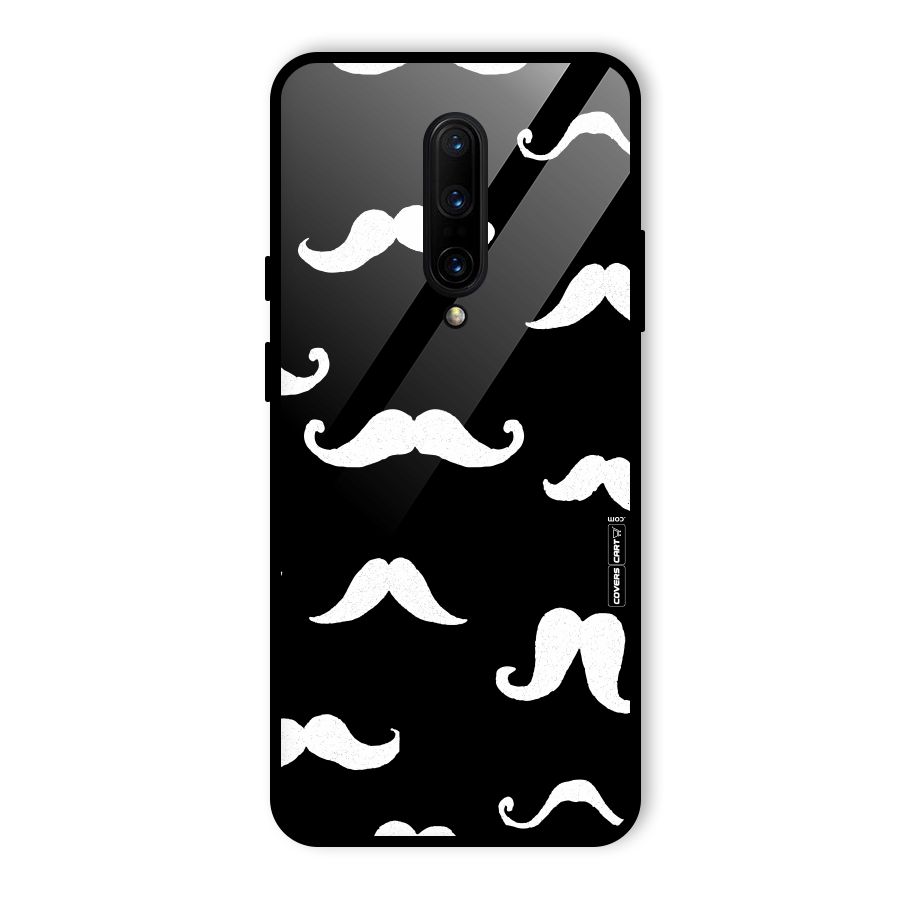 Moustache Pattern (White) Glass Back Case for OnePlus 7 Pro