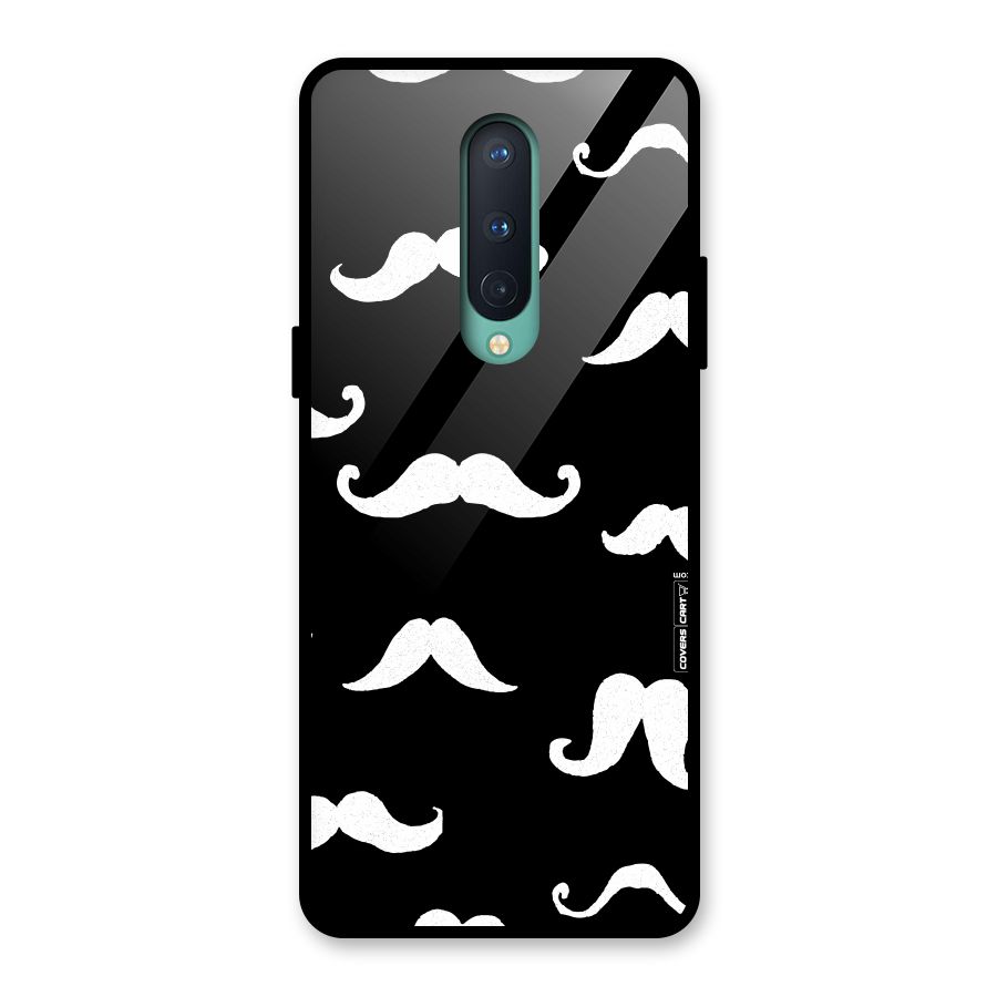 Moustache Pattern (White) Glass Back Case for OnePlus 8