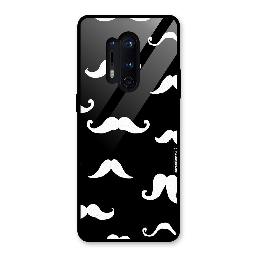 Moustache Pattern (White) Glass Back Case for OnePlus 8 Pro