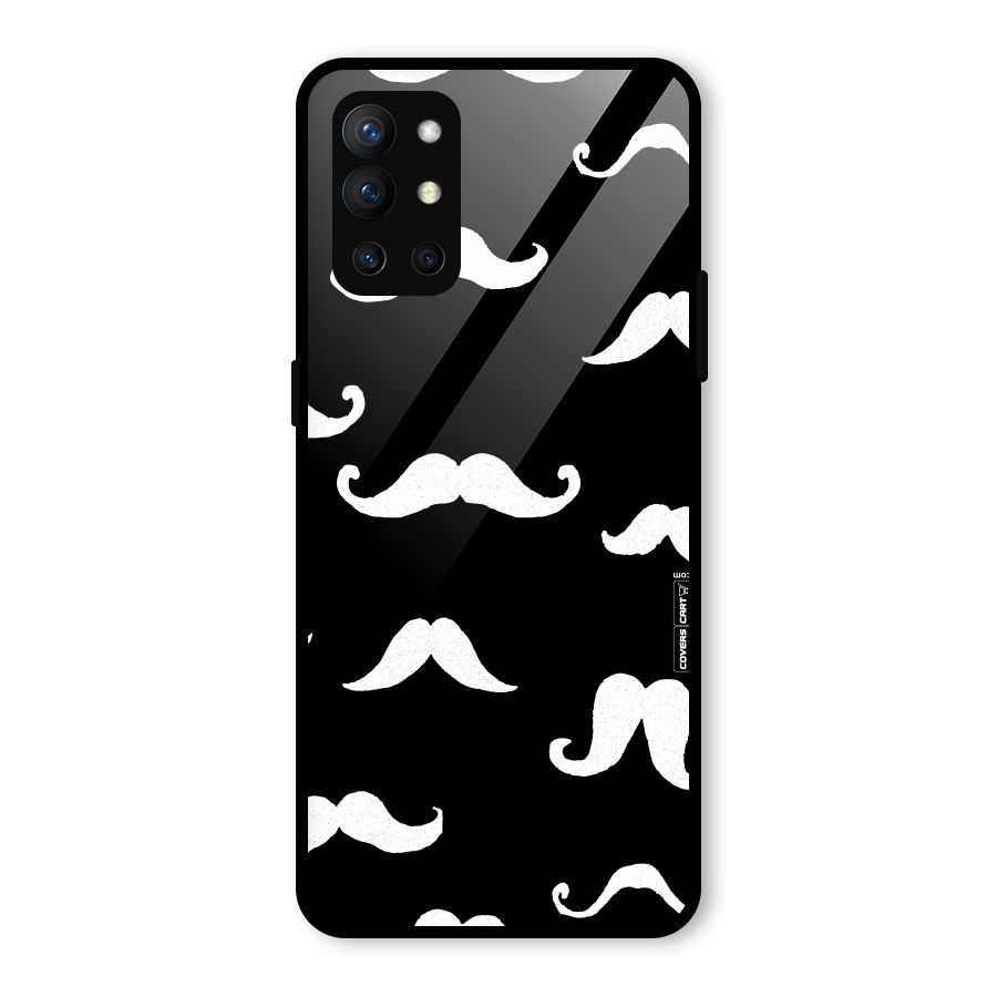 Moustache Pattern (White) Glass Back Case for OnePlus 9R