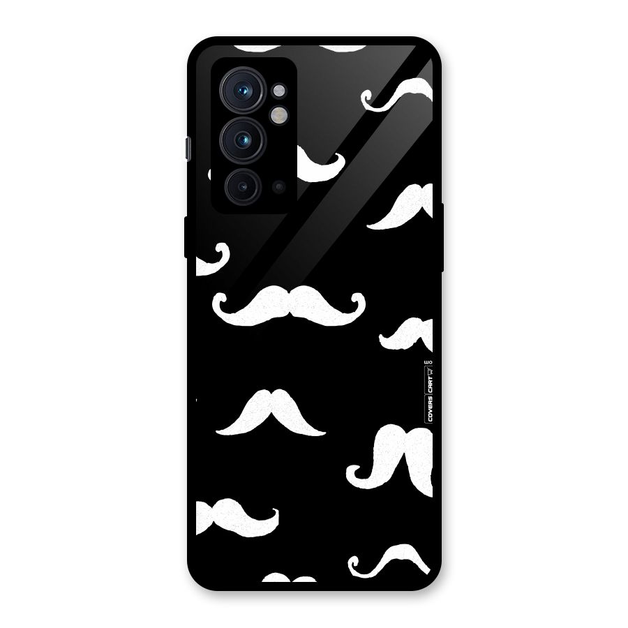 Moustache Pattern (White) Glass Back Case for OnePlus 9RT 5G