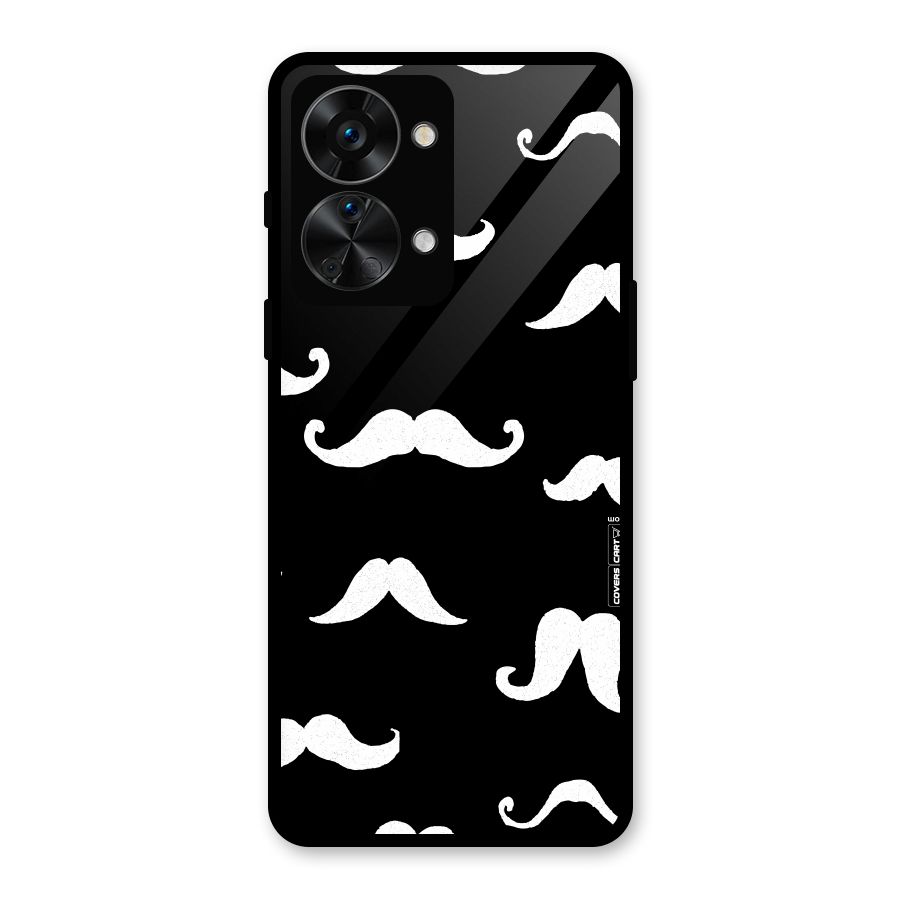 Moustache Pattern (White) Glass Back Case for OnePlus Nord 2T