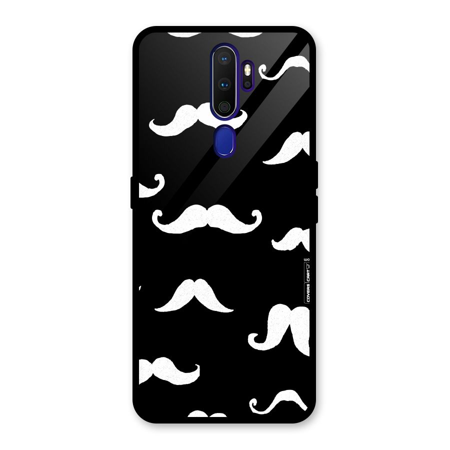 Moustache Pattern (White) Glass Back Case for Oppo A9 (2020)