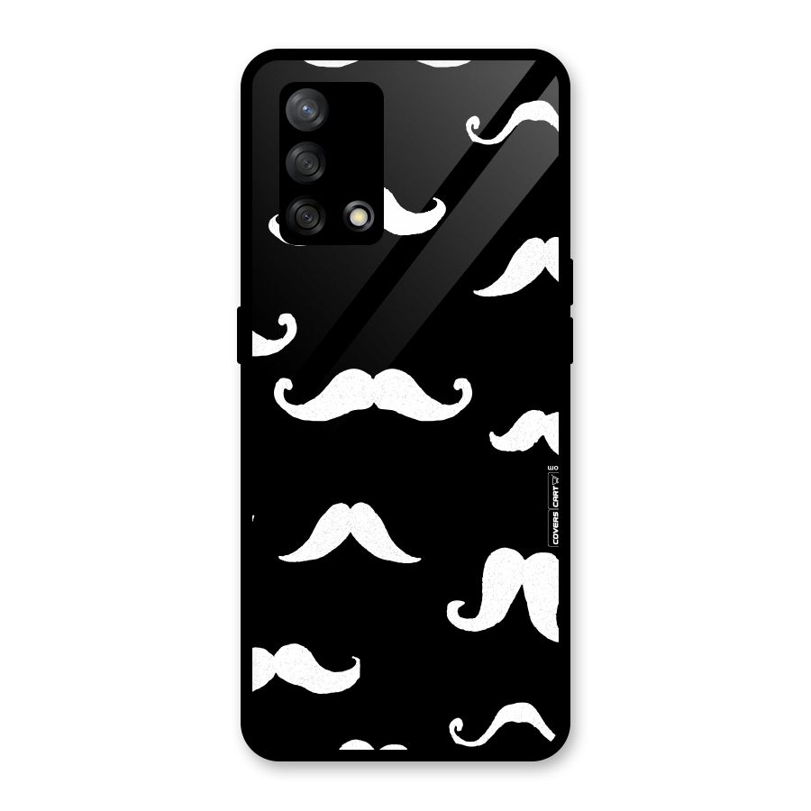 Moustache Pattern (White) Glass Back Case for Oppo F19