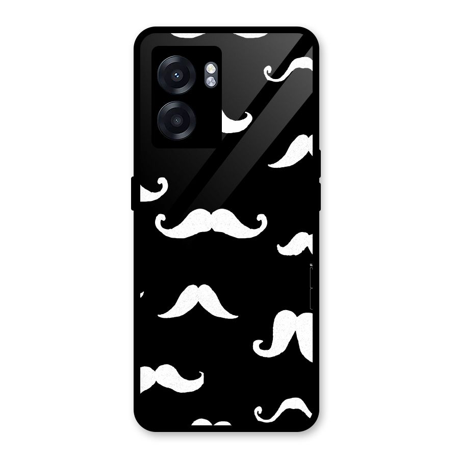Moustache Pattern (White) Glass Back Case for Oppo K10 (5G)