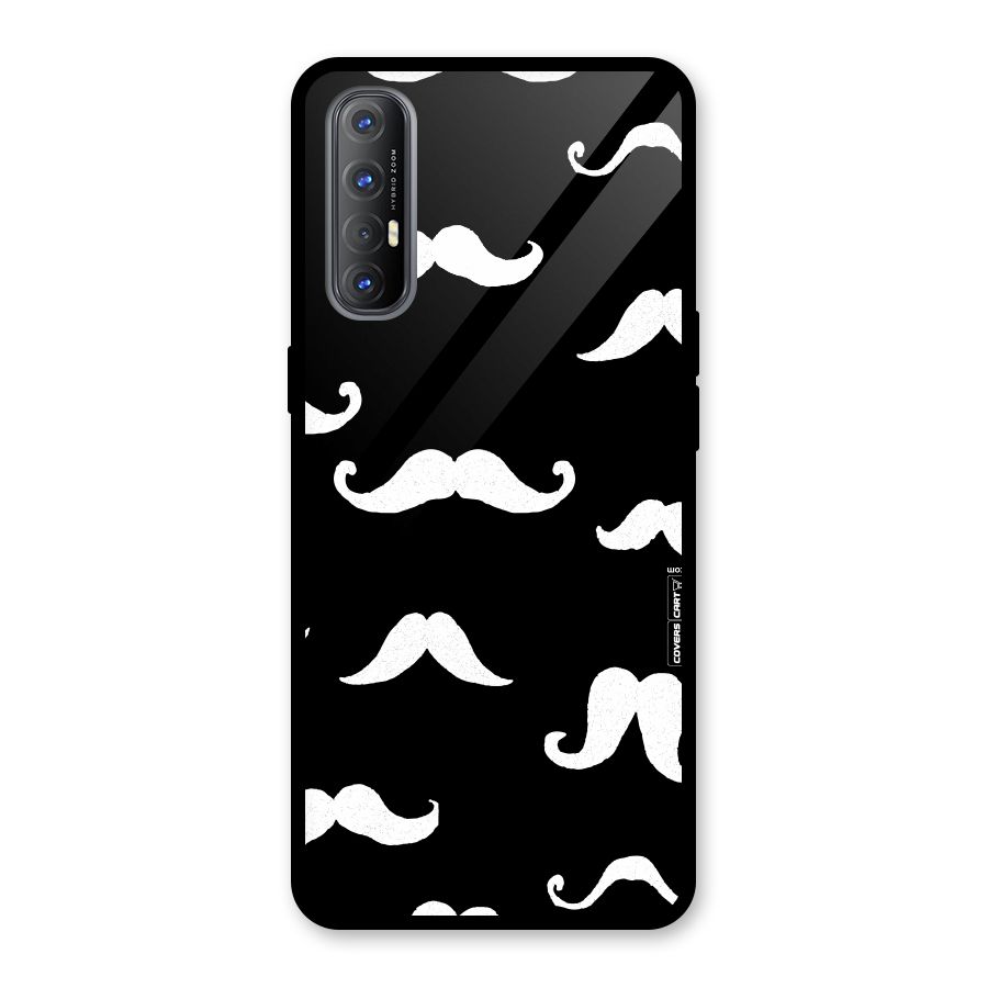 Moustache Pattern (White) Glass Back Case for Oppo Reno3 Pro