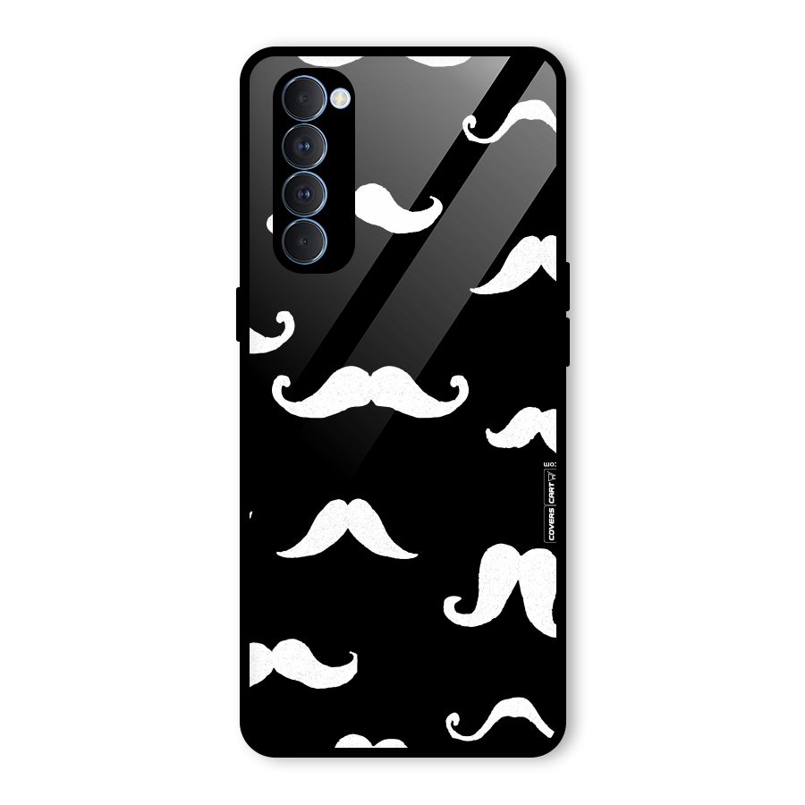 Moustache Pattern (White) Glass Back Case for Oppo Reno4 Pro