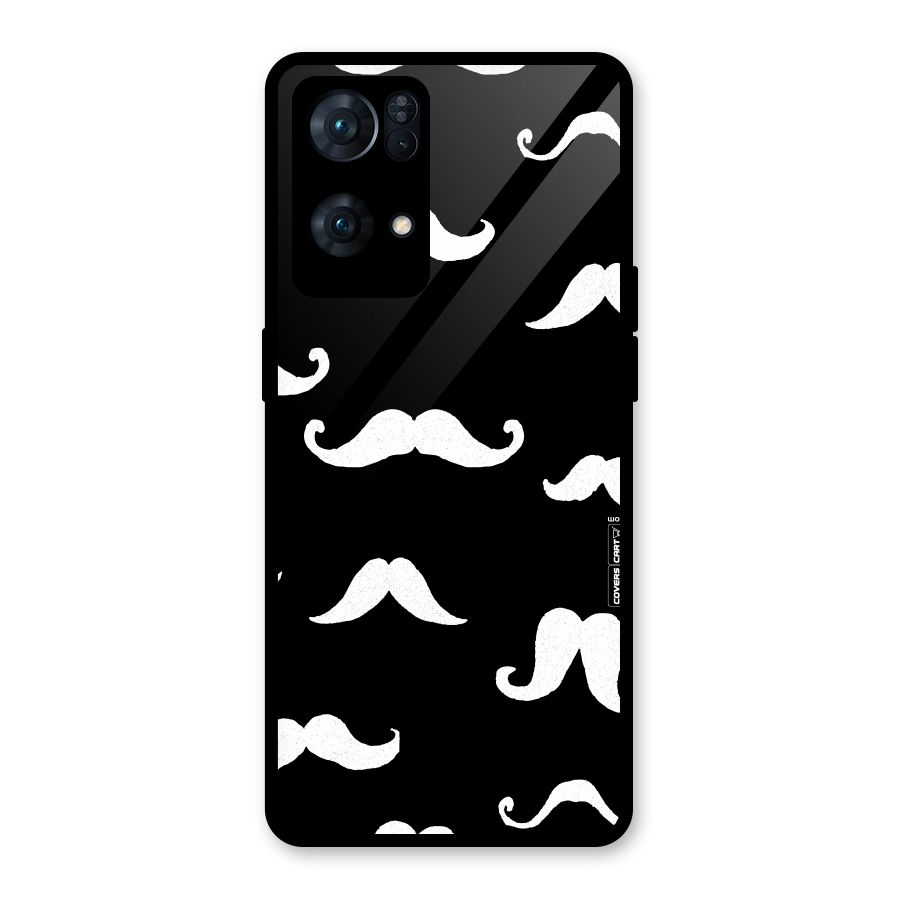 Moustache Pattern (White) Glass Back Case for Oppo Reno7 Pro 5G