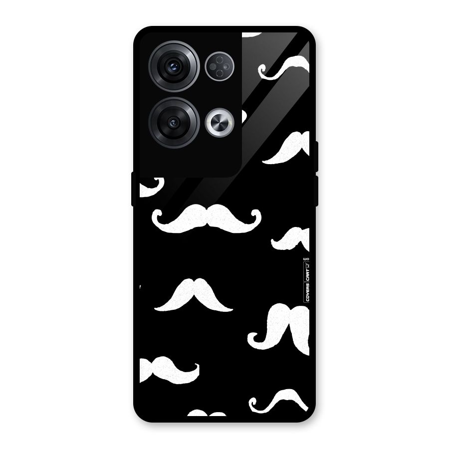 Moustache Pattern (White) Glass Back Case for Oppo Reno8 Pro 5G