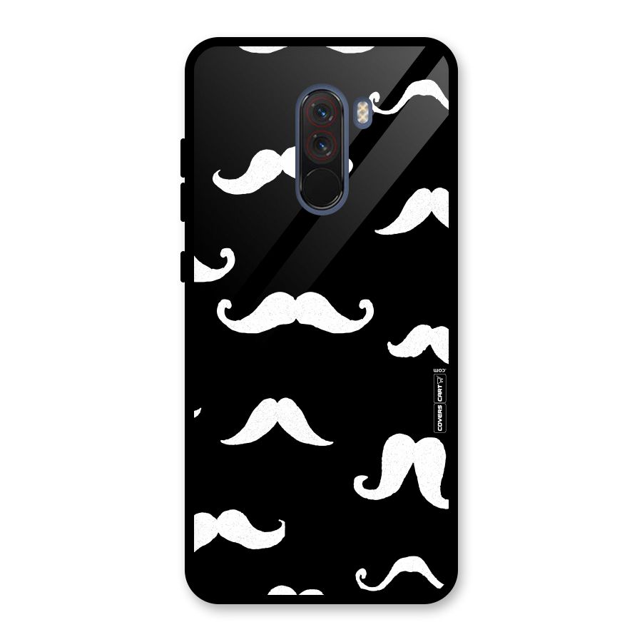 Moustache Pattern (White) Glass Back Case for Poco F1