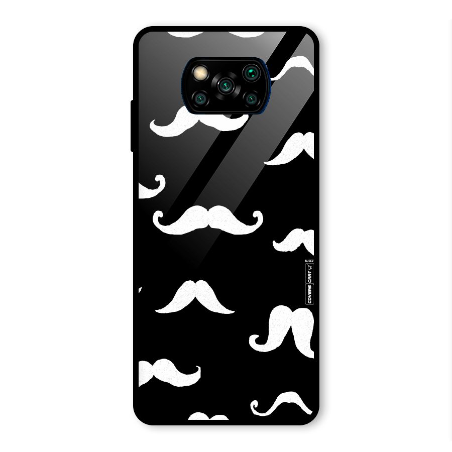 Moustache Pattern (White) Glass Back Case for Poco X3 Pro