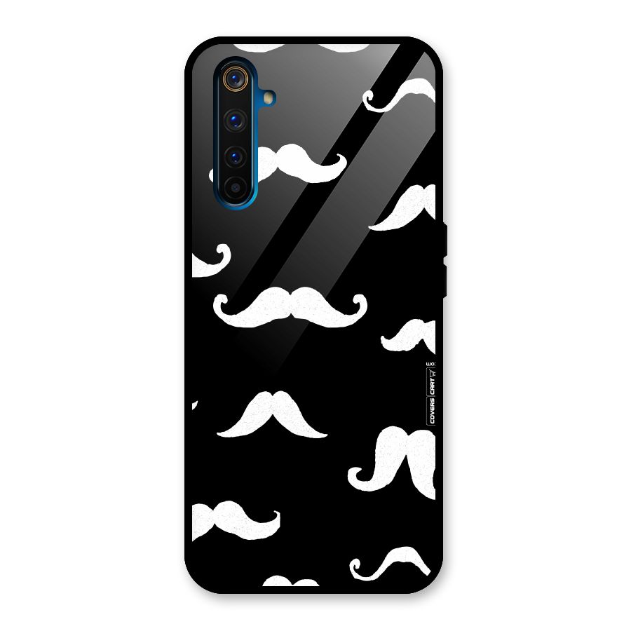 Moustache Pattern (White) Glass Back Case for Realme 6 Pro