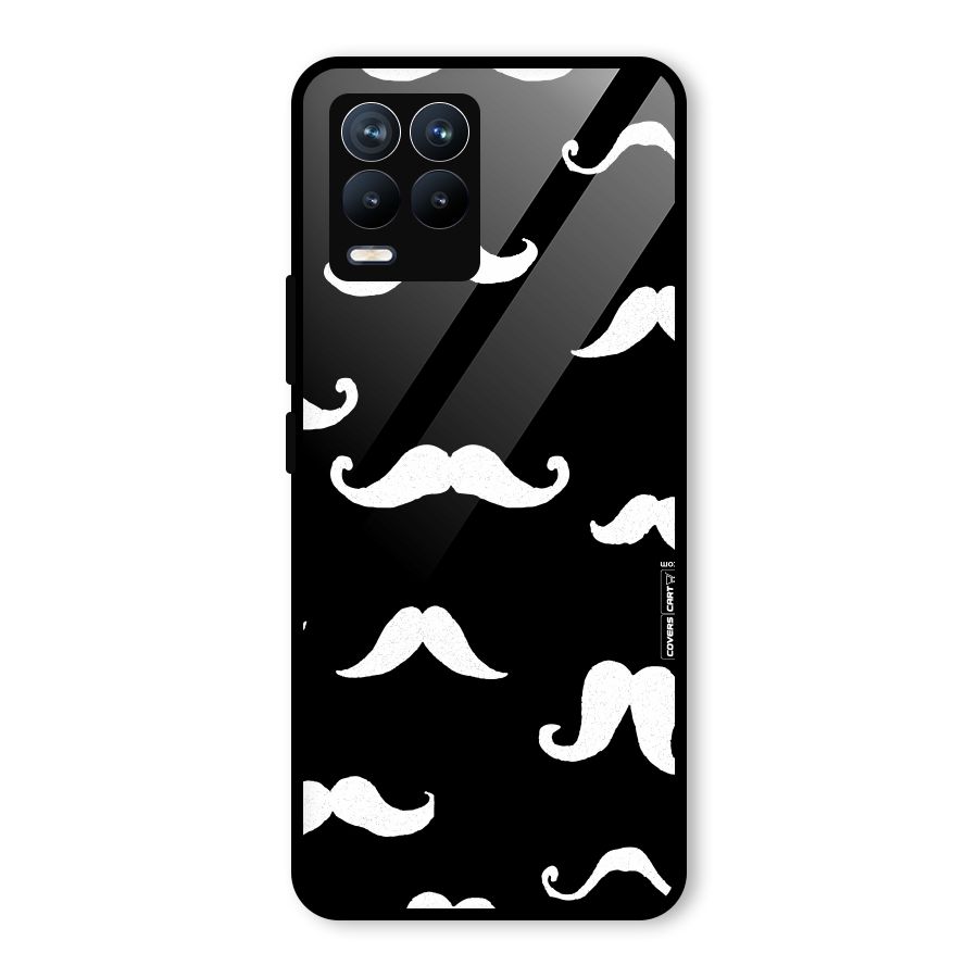 Moustache Pattern (White) Glass Back Case for Realme 8 Pro