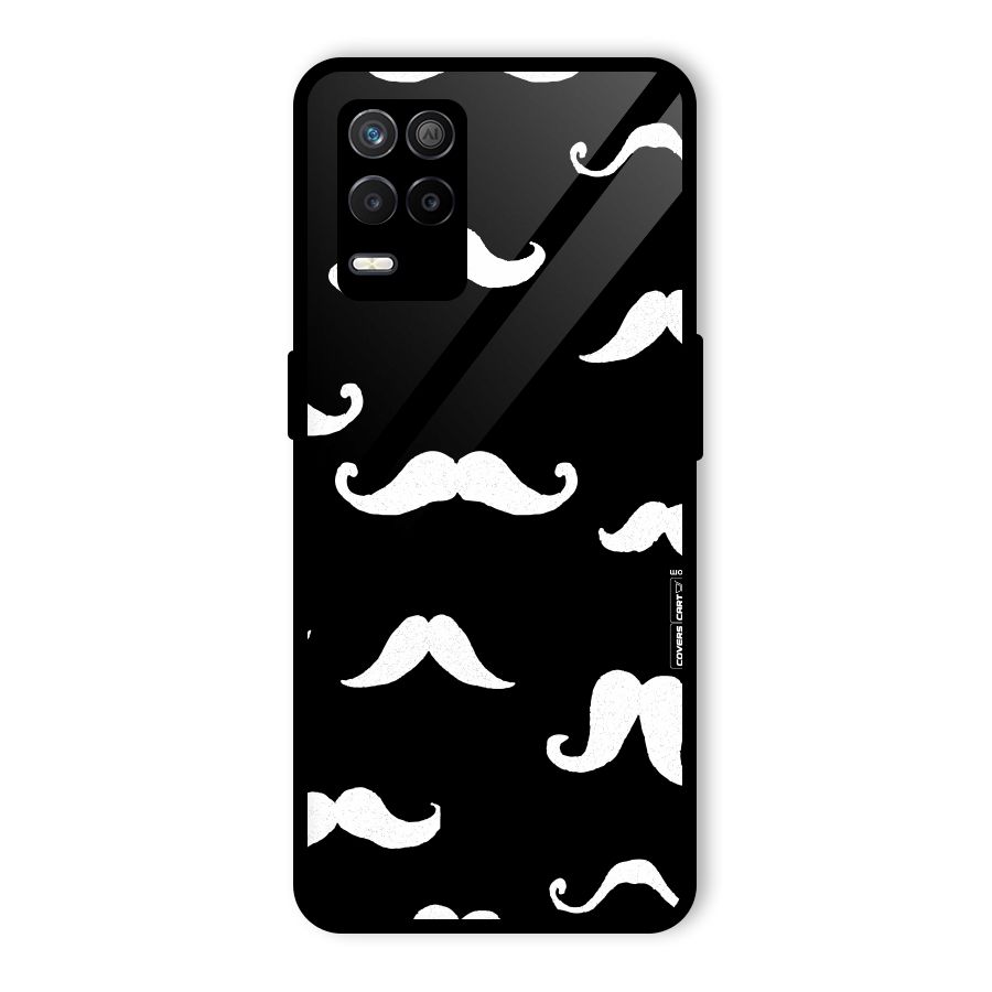 Moustache Pattern (White) Glass Back Case for Realme 9 5G