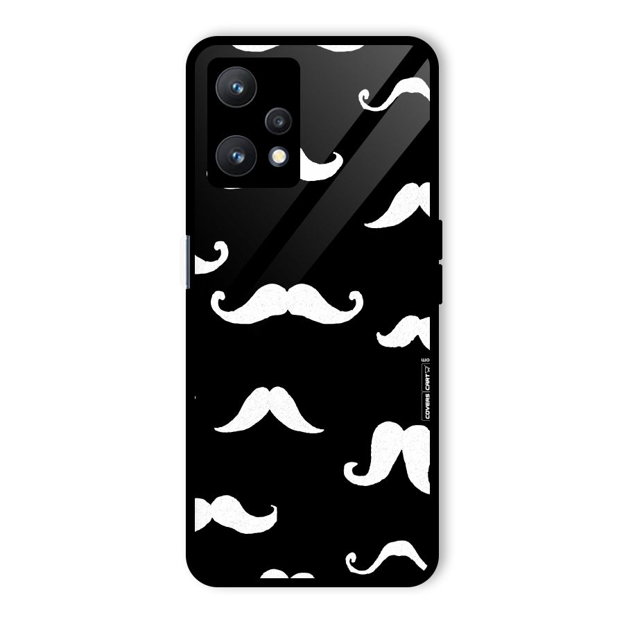 Moustache Pattern (White) Glass Back Case for Realme 9 Pro 5G