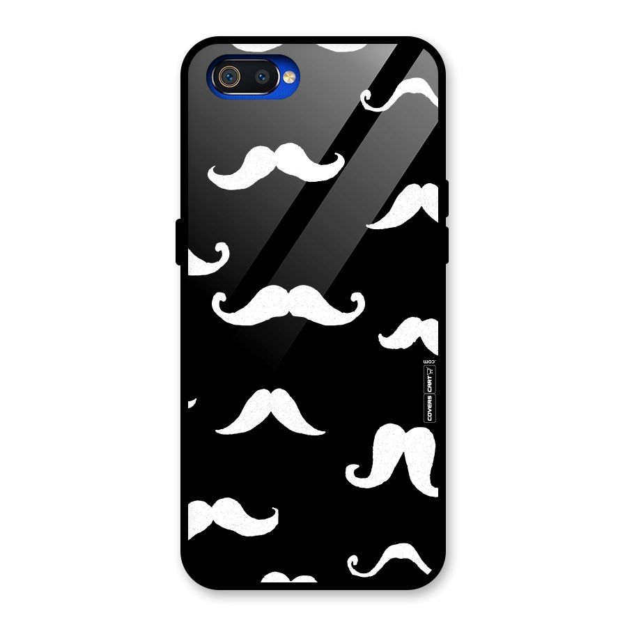 Moustache Pattern (White) Glass Back Case for Realme C2