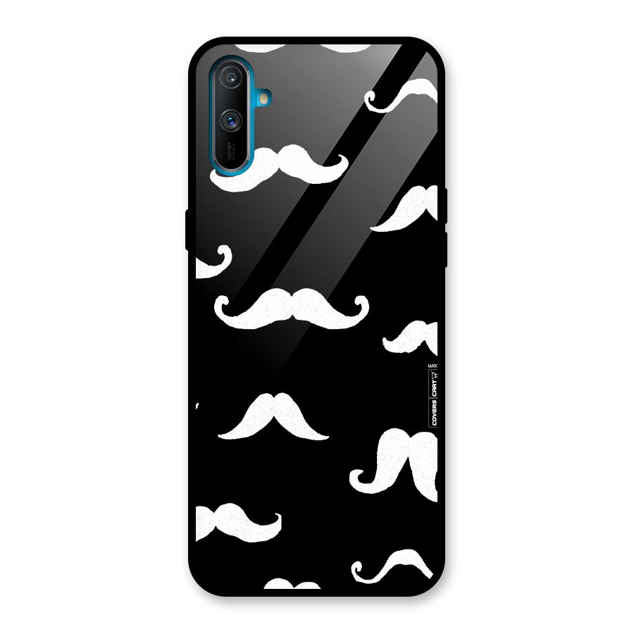 Moustache Pattern (White) Glass Back Case for Realme C3