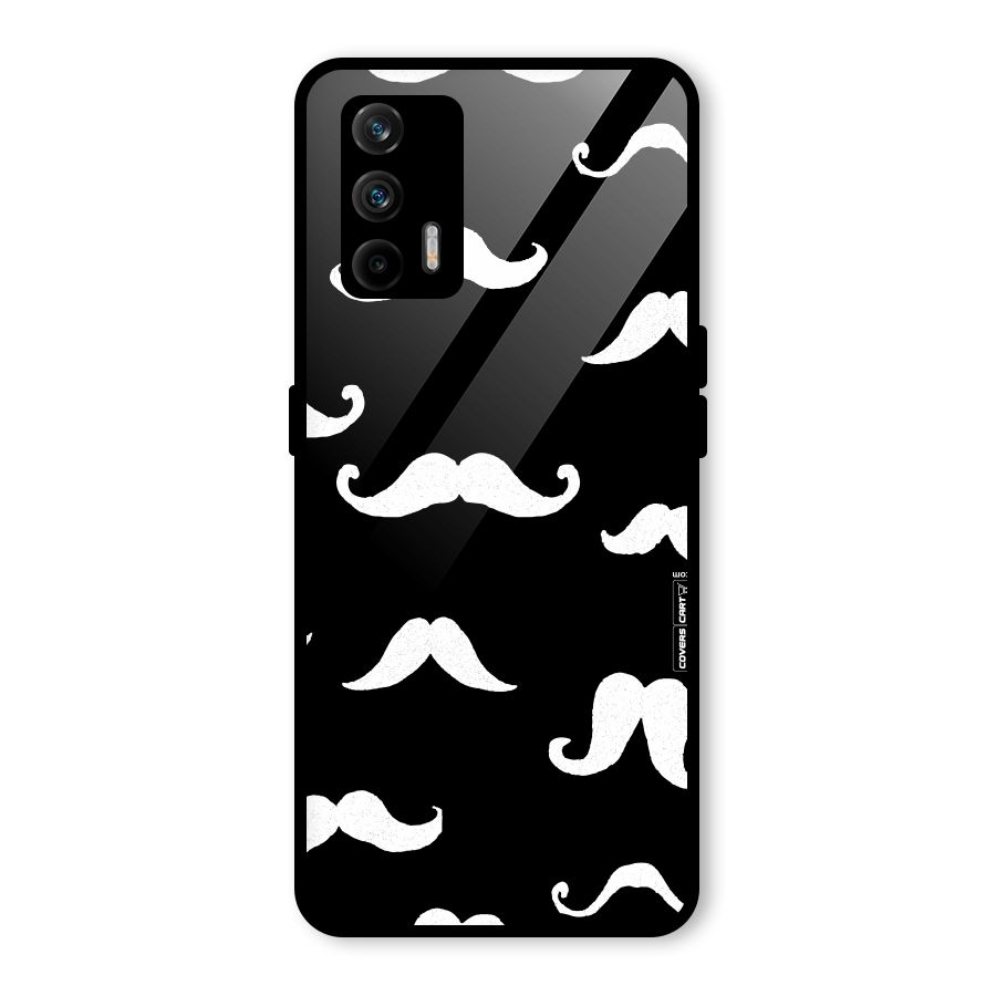 Moustache Pattern (White) Glass Back Case for Realme GT 5G