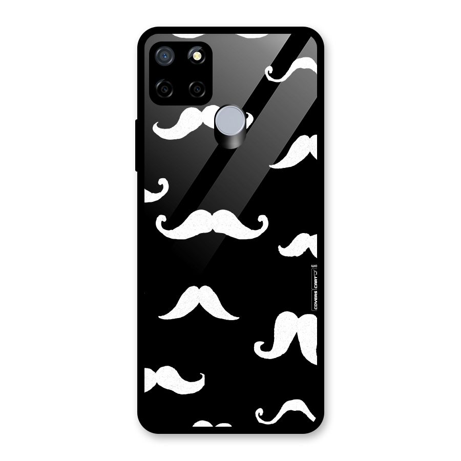 Moustache Pattern (White) Glass Back Case for Realme Narzo 20