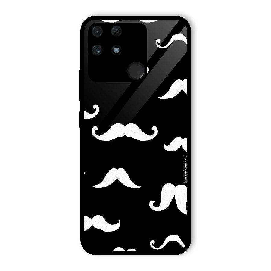 Moustache Pattern (White) Glass Back Case for Realme Narzo 50A