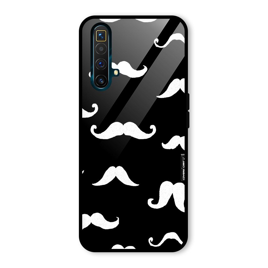 Moustache Pattern (White) Glass Back Case for Realme X3 SuperZoom
