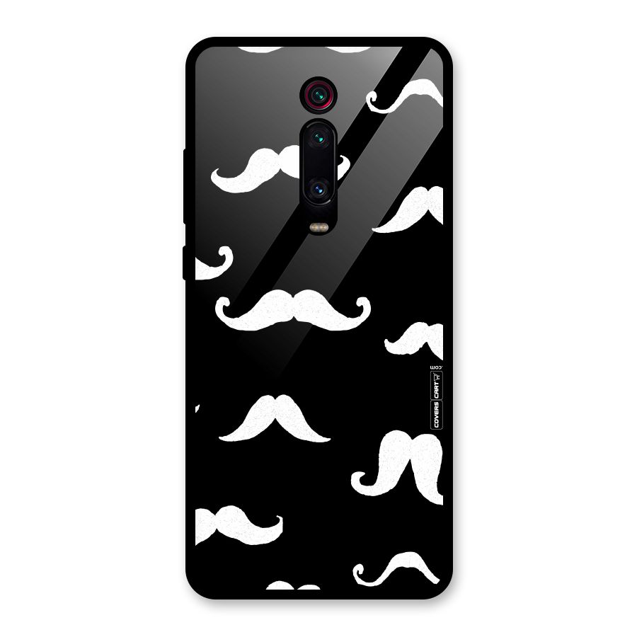 Moustache Pattern (White) Glass Back Case for Redmi K20