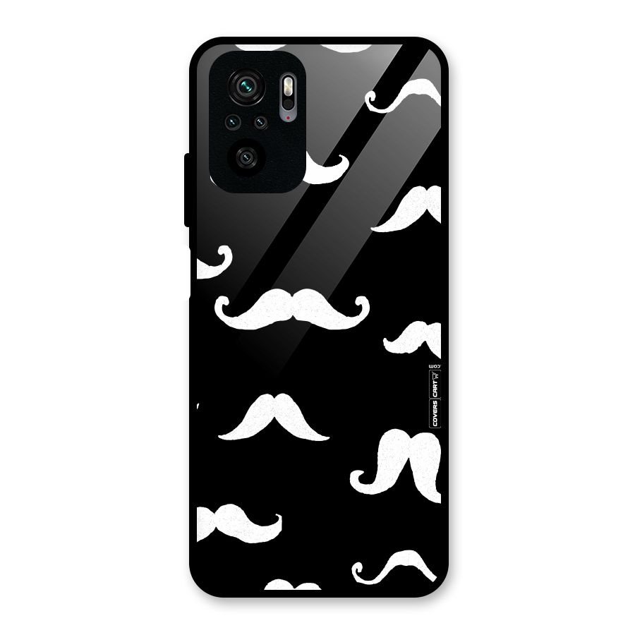 Moustache Pattern (White) Glass Back Case for Redmi Note 10S