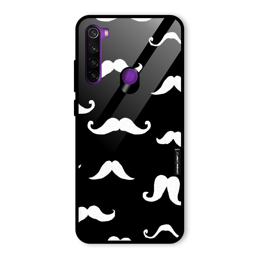 Moustache Pattern (White) Glass Back Case for Redmi Note 8