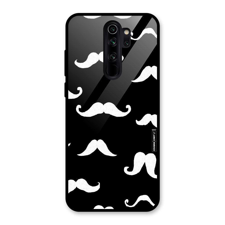 Moustache Pattern (White) Glass Back Case for Redmi Note 8 Pro