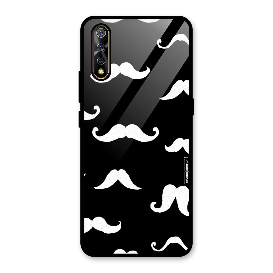 Moustache Pattern (White) Glass Back Case for Vivo S1