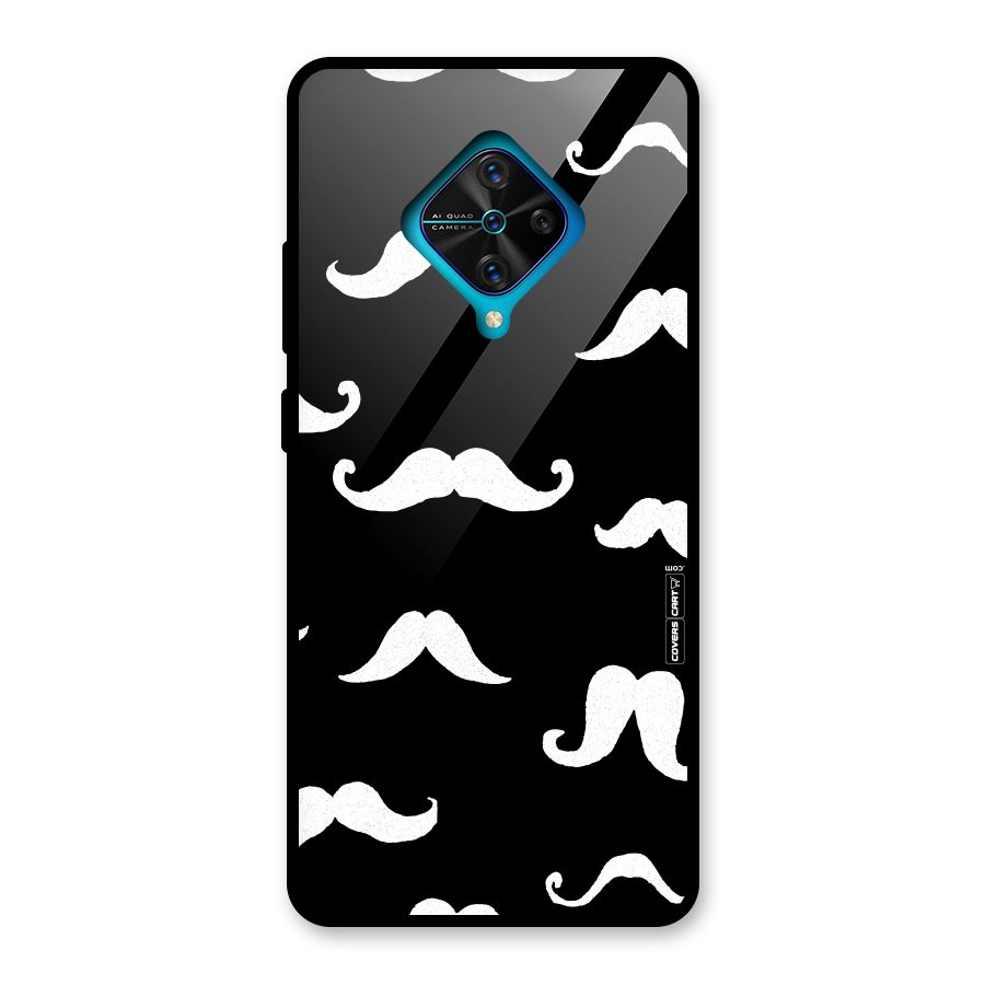 Moustache Pattern (White) Glass Back Case for Vivo S1 Pro