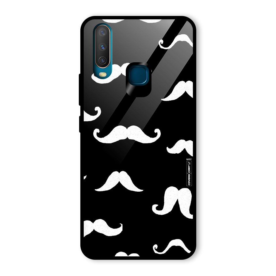 Moustache Pattern (White) Glass Back Case for Vivo U10
