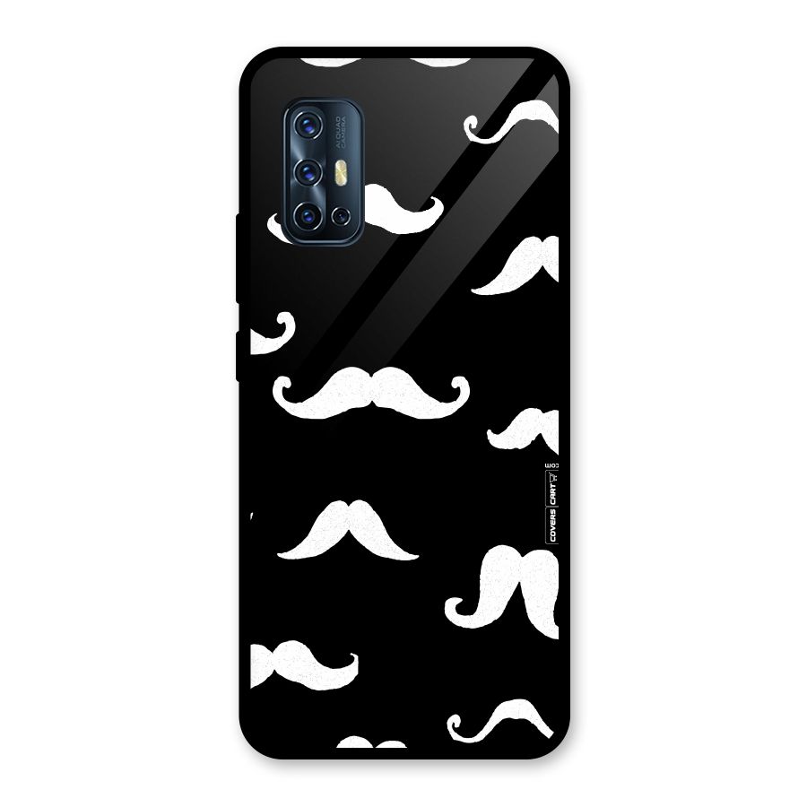 Moustache Pattern (White) Glass Back Case for Vivo V17